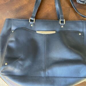 Elegant Black Leather Tote Bag